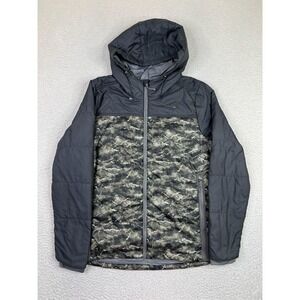 GoLite Puffer Jacket Womens Large Black Camo Hooded Insulated Outdoor Full Zip